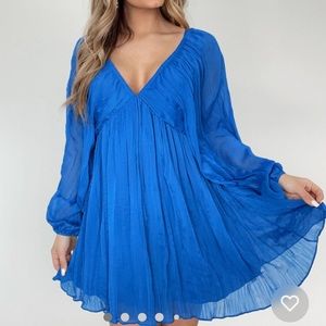 Lane 201 Blue Babydoll Partially Lined Dress